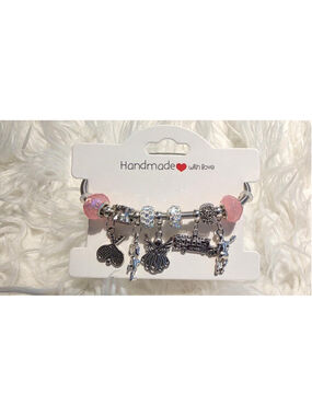 Handmade Charm Bracelet: Acrylic, Resin Beads, Metal Alloy Charms, Golden Snake
